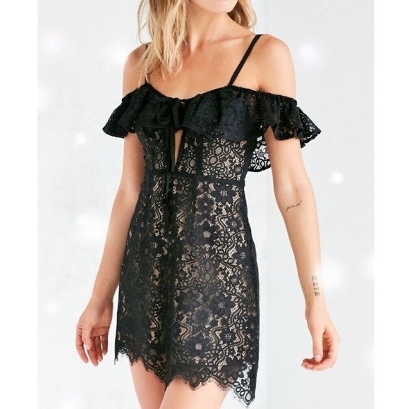 For Love & Lemons Black Lace Rosemary Dress, Size S - Picture 1 of 10